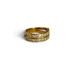 Bague double rangs diamants
