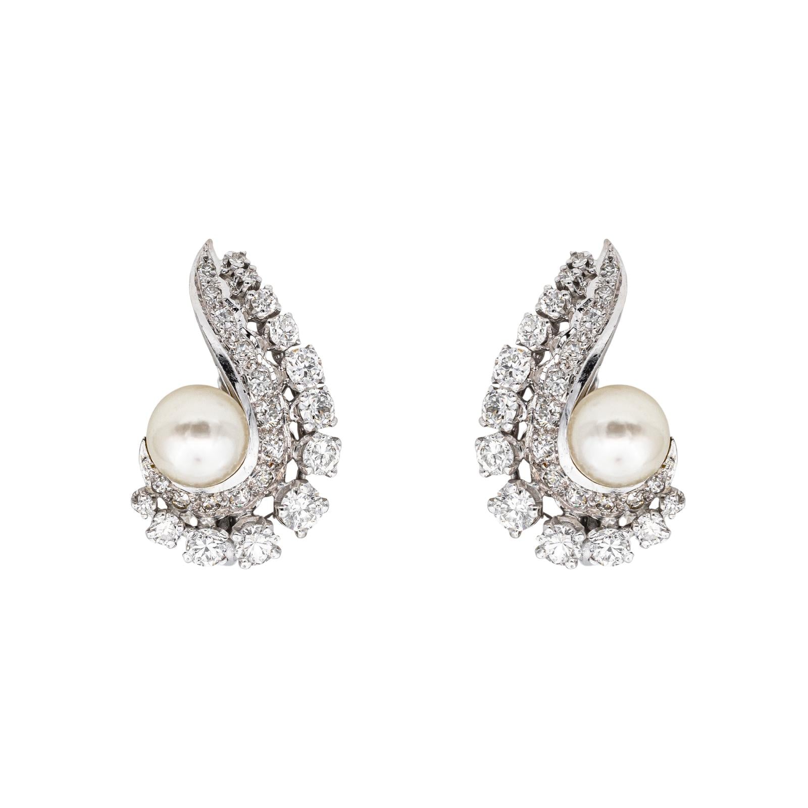 Earrings White gold Pearl