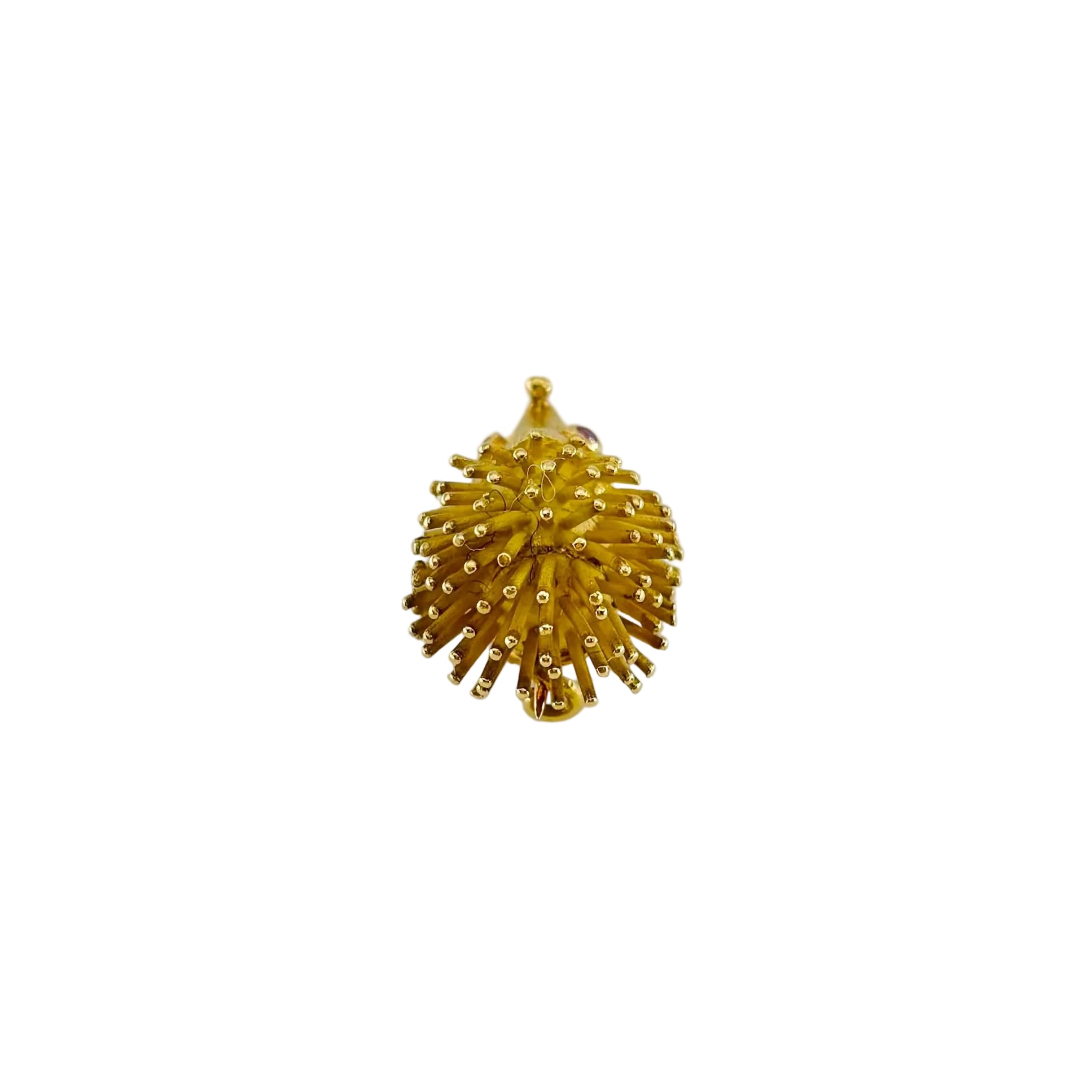 Yellow Gold and Ruby Hedgehog Brooch