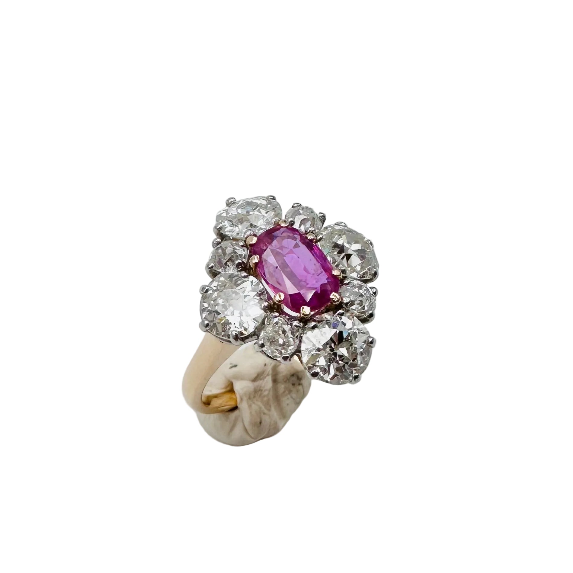 Marquise Ring in Yellow gold and Pink sapphire