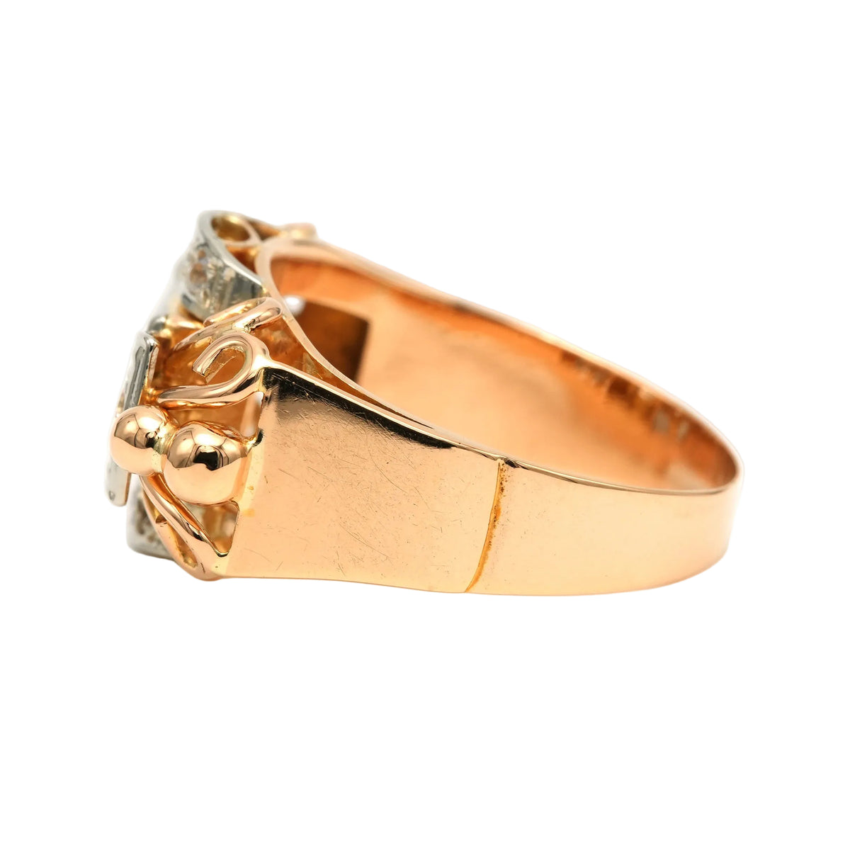Tank Ring in white gold, yellow gold, and zirconia