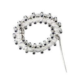 White Gold Brooch with Pearls and Sapphires