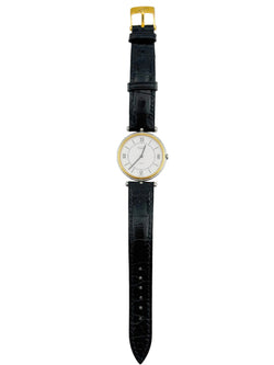 VAN CLEEF & ARPELS "La Collection" Watch in yellow gold, stainless steel, and leather