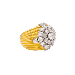 Dôme Ring in white gold, yellow gold, and diamonds