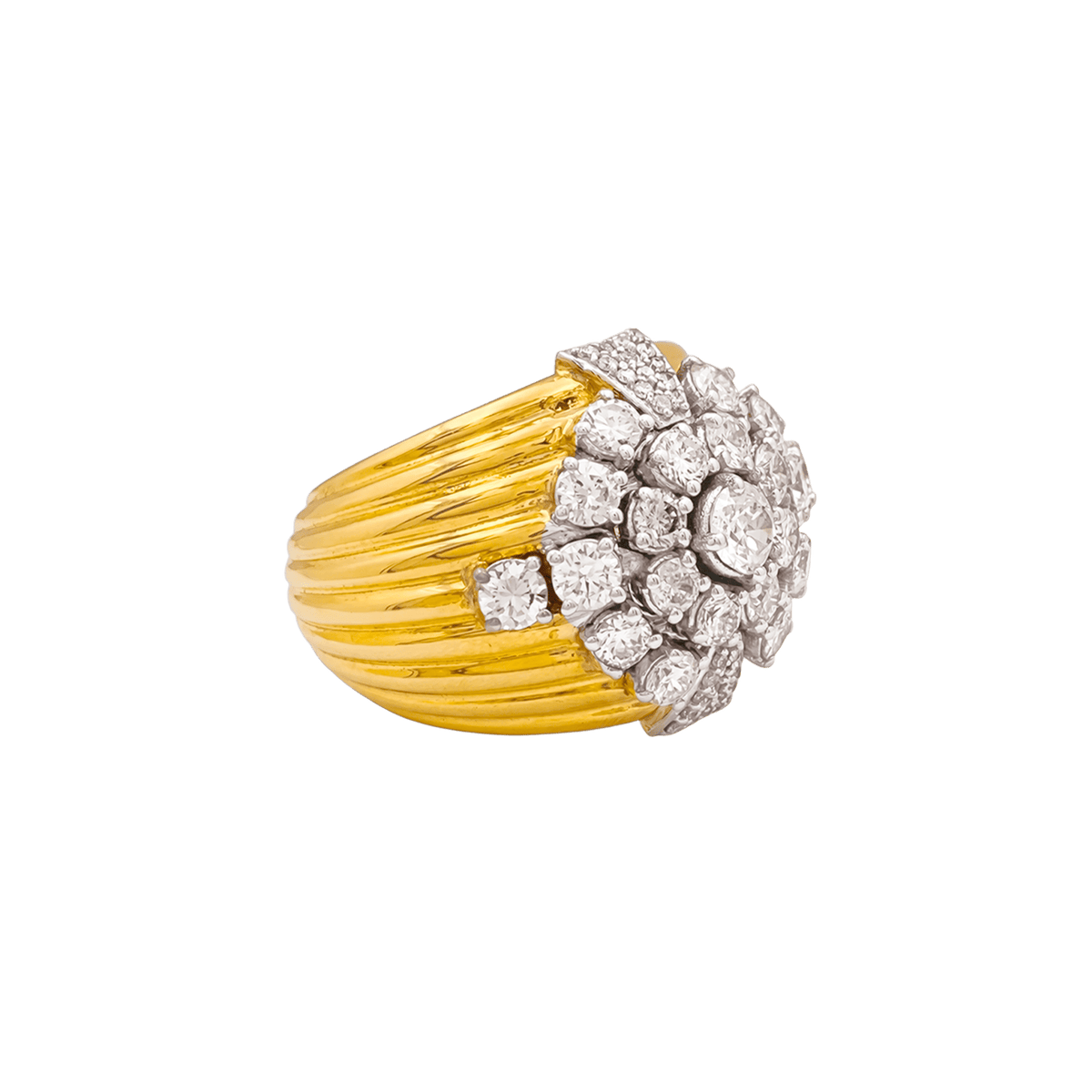 Dôme Ring in white gold, yellow gold, and diamonds