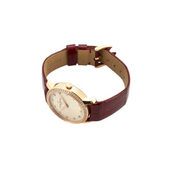 VACHERON CONSTANTIN "Patrimony" PM watch in rose gold, leather, and diamonds