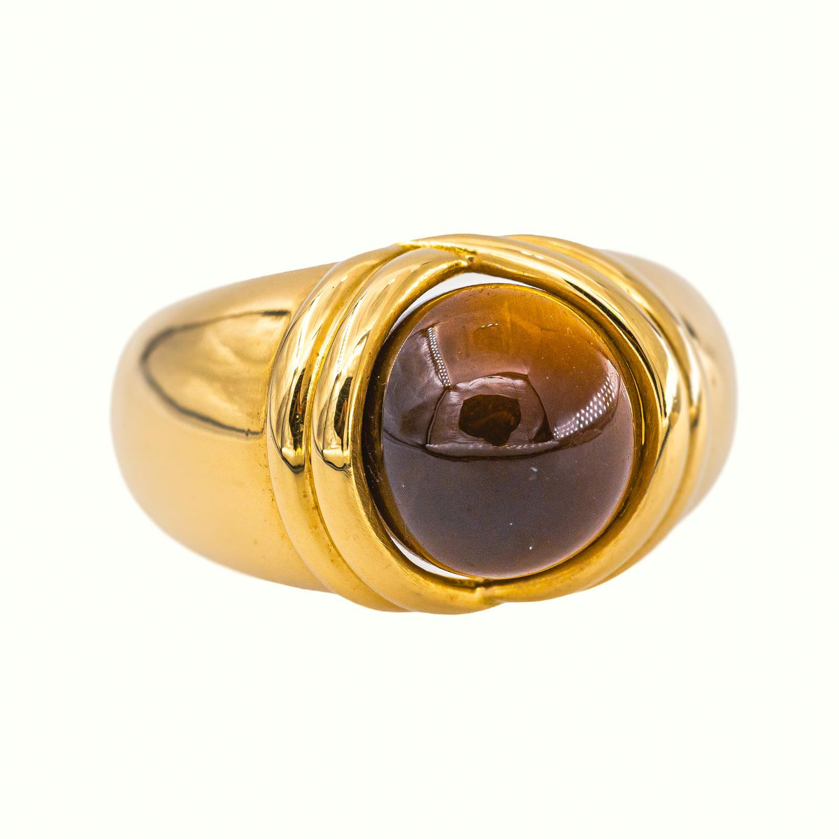 Yellow Gold Dome Tiger's Eye Ring