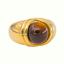 Yellow Gold Dome Tiger's Eye Ring