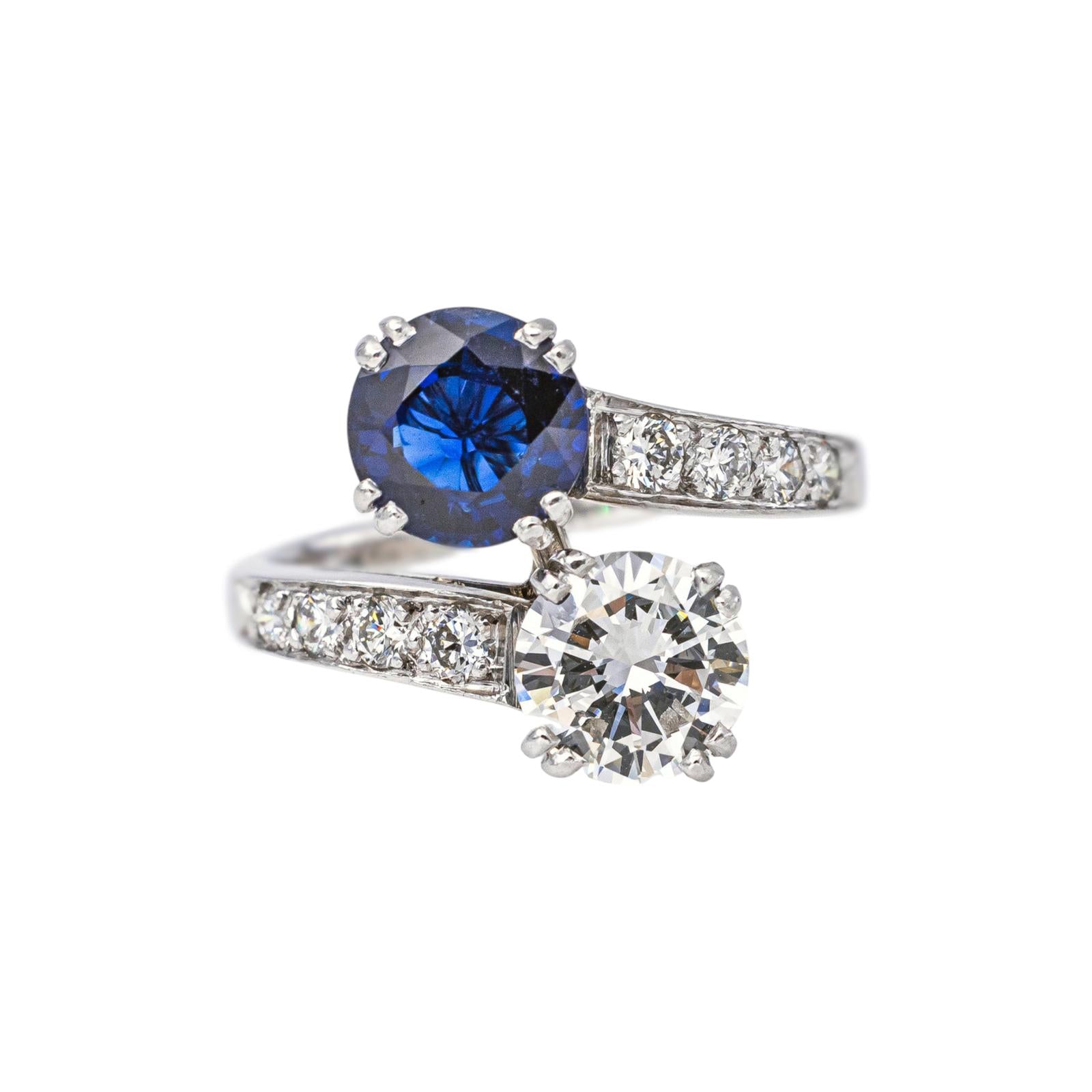 Bague Toi & Moi Platine Saphir