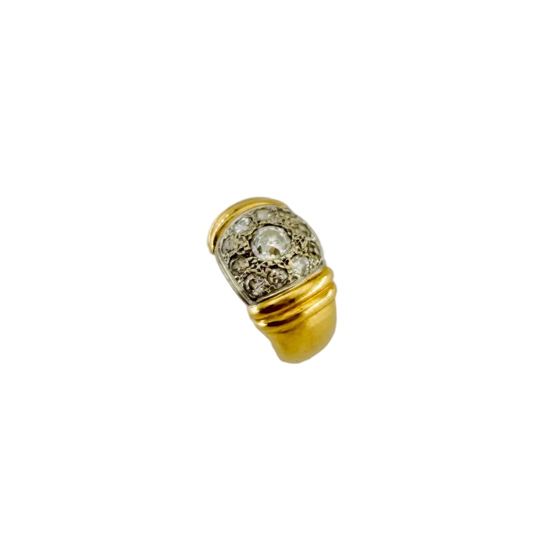 White Gold, Yellow Gold, and Diamond Bangle Ring