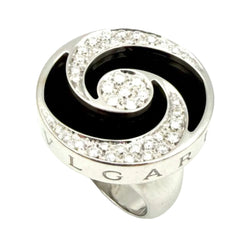 BULGARI "Optical" Cocktail Ring in white gold, steel, Onyx, and Diamonds