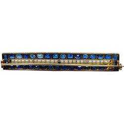 Yellow Gold Brooch with Pearls and Sapphires