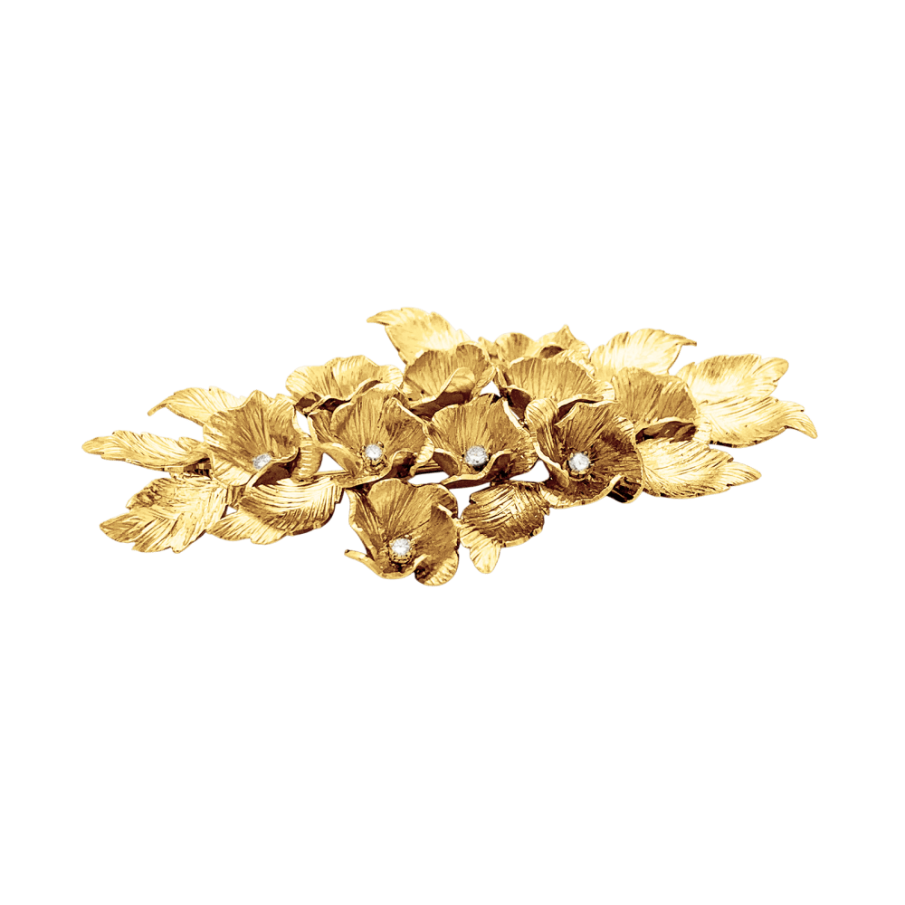 Broche "Fleurs", or jaune et diamants.