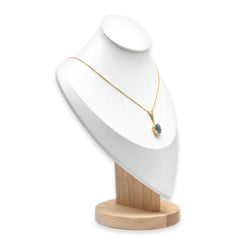 Necklace with a pendant in white gold, yellow gold, Topaz, and diamonds