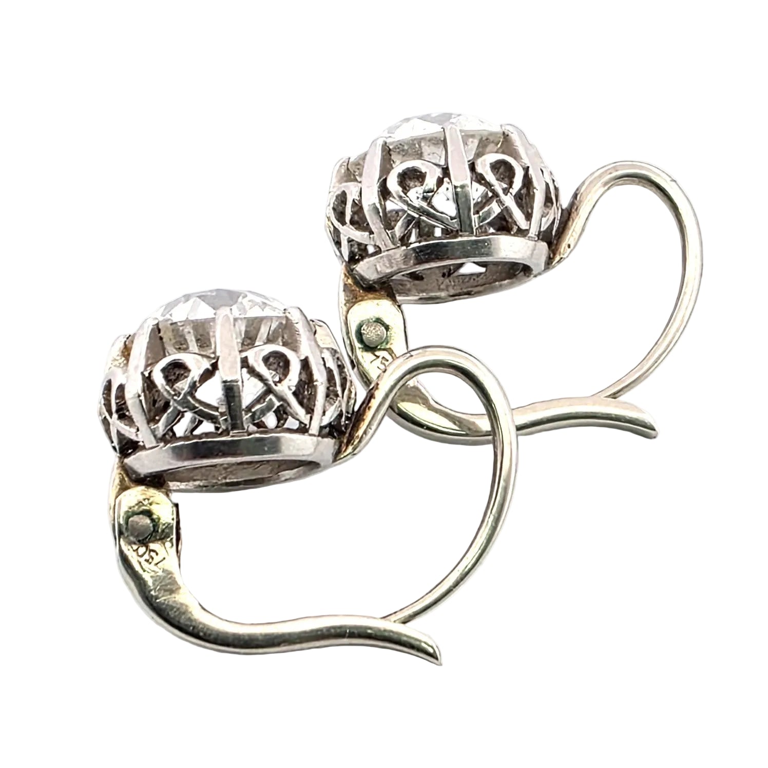White Gold and Diamond Lever-back Earrings