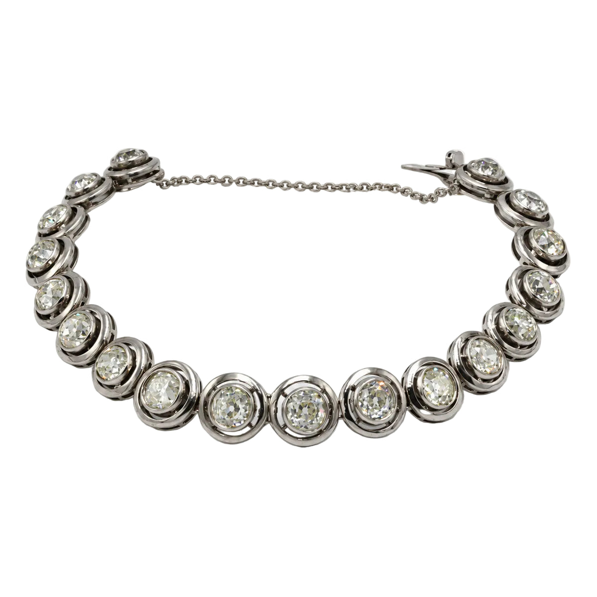 White gold, silver, and diamond bracelet