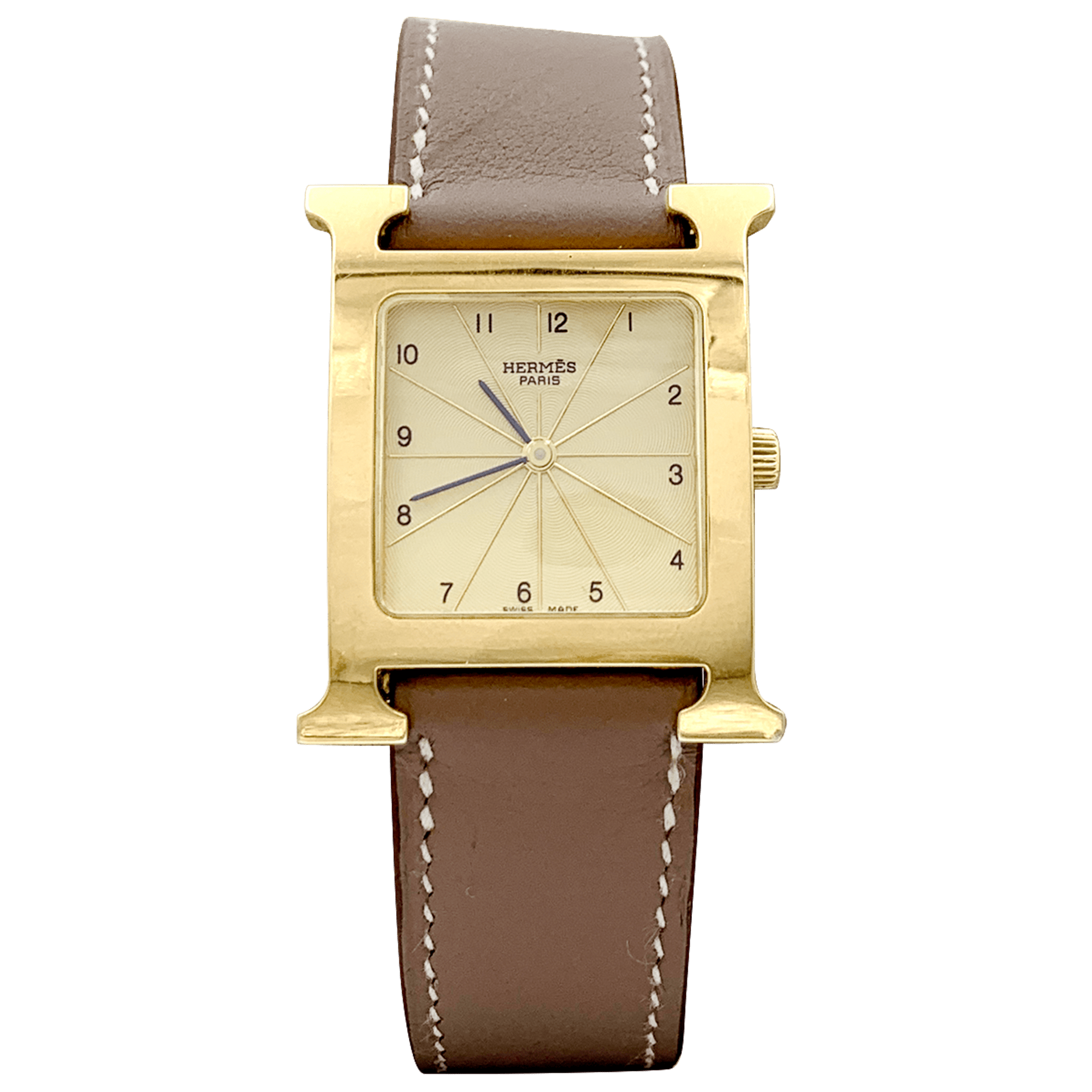Montre Hermès, "Heure H", plaqué or, acier.