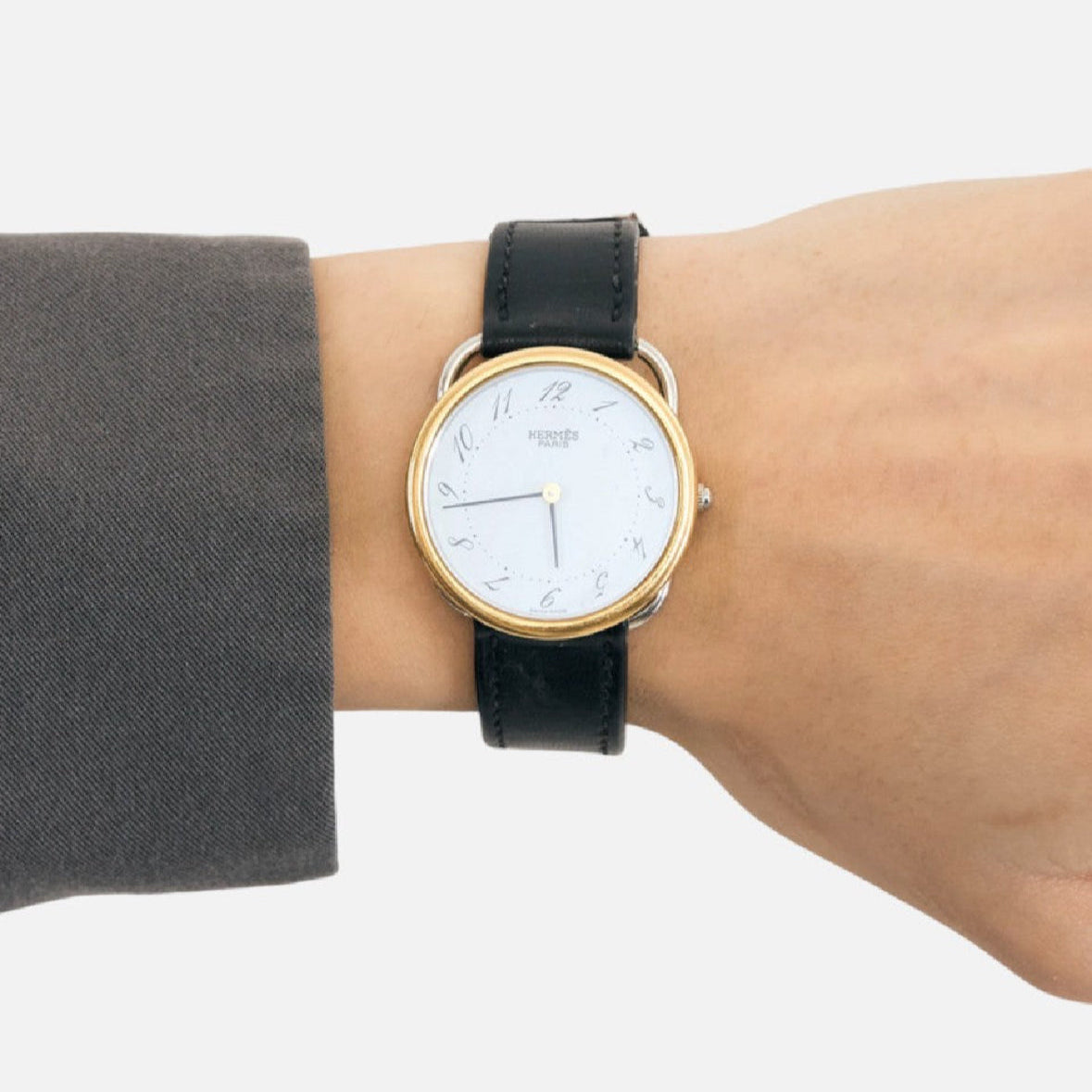 Watch HERMÈS C-arm with bracelet leather black