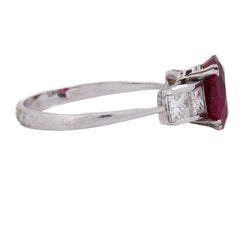 Trilogy Ring in White Gold, Rubies, and Diamonds