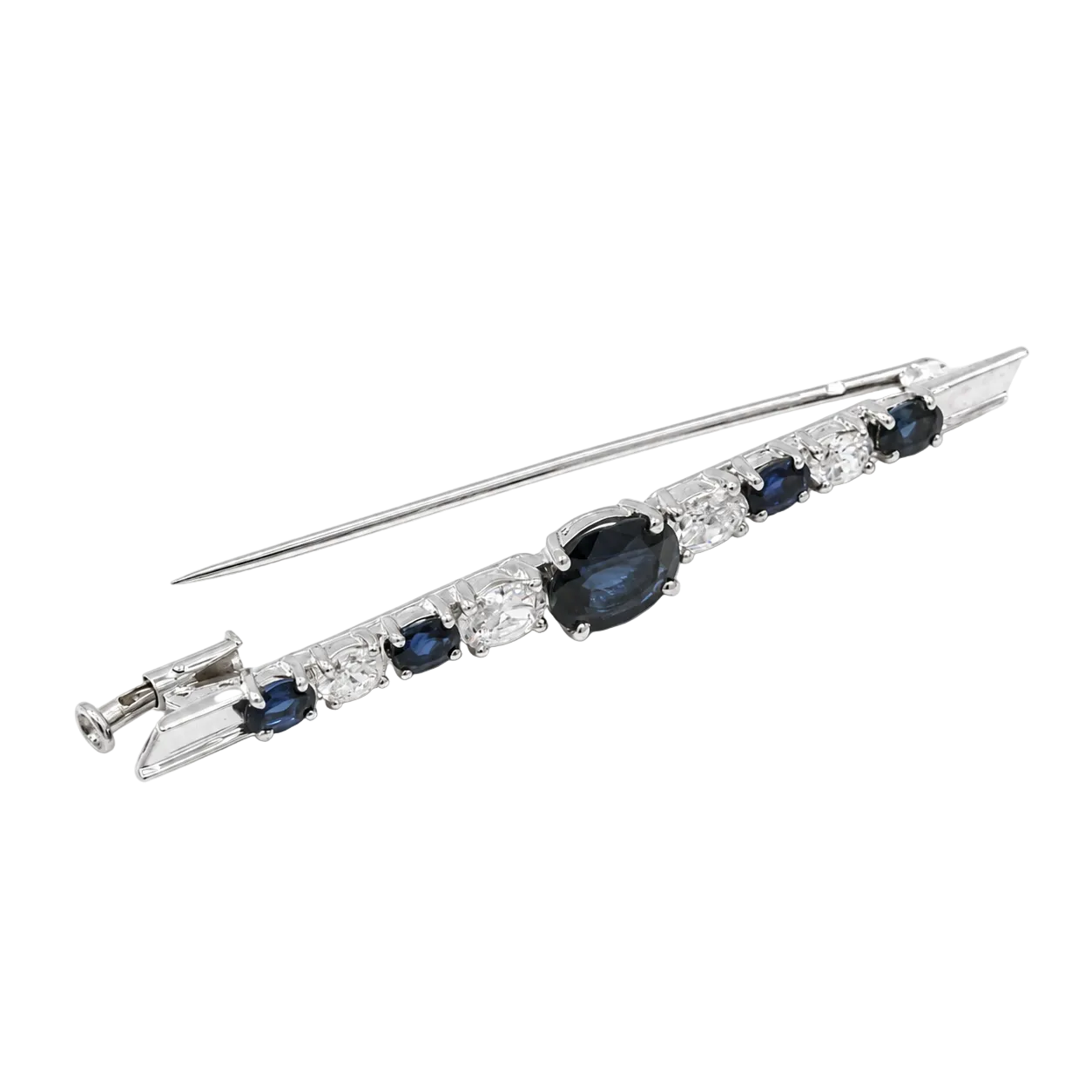Brooch made of white gold, sapphires, and diamonds