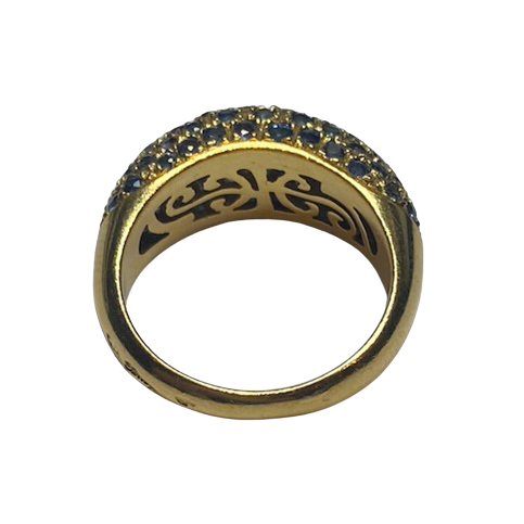 POIRAY Bangle Ring in yellow gold, sapphires, and diamonds