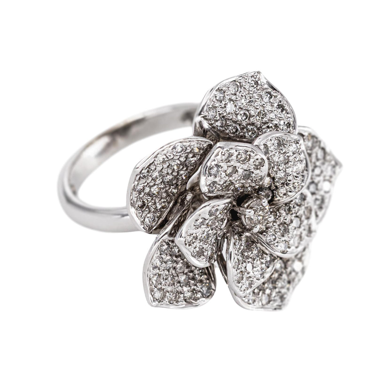 White Gold Diamond Flower Ring