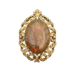 18KT gold pendant with Australian opal and natural diamonds