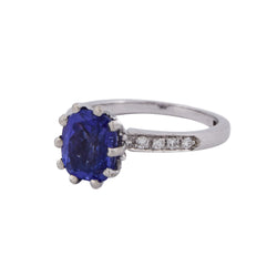 Solitaire Ring in White gold, Tanzanite and Diamonds