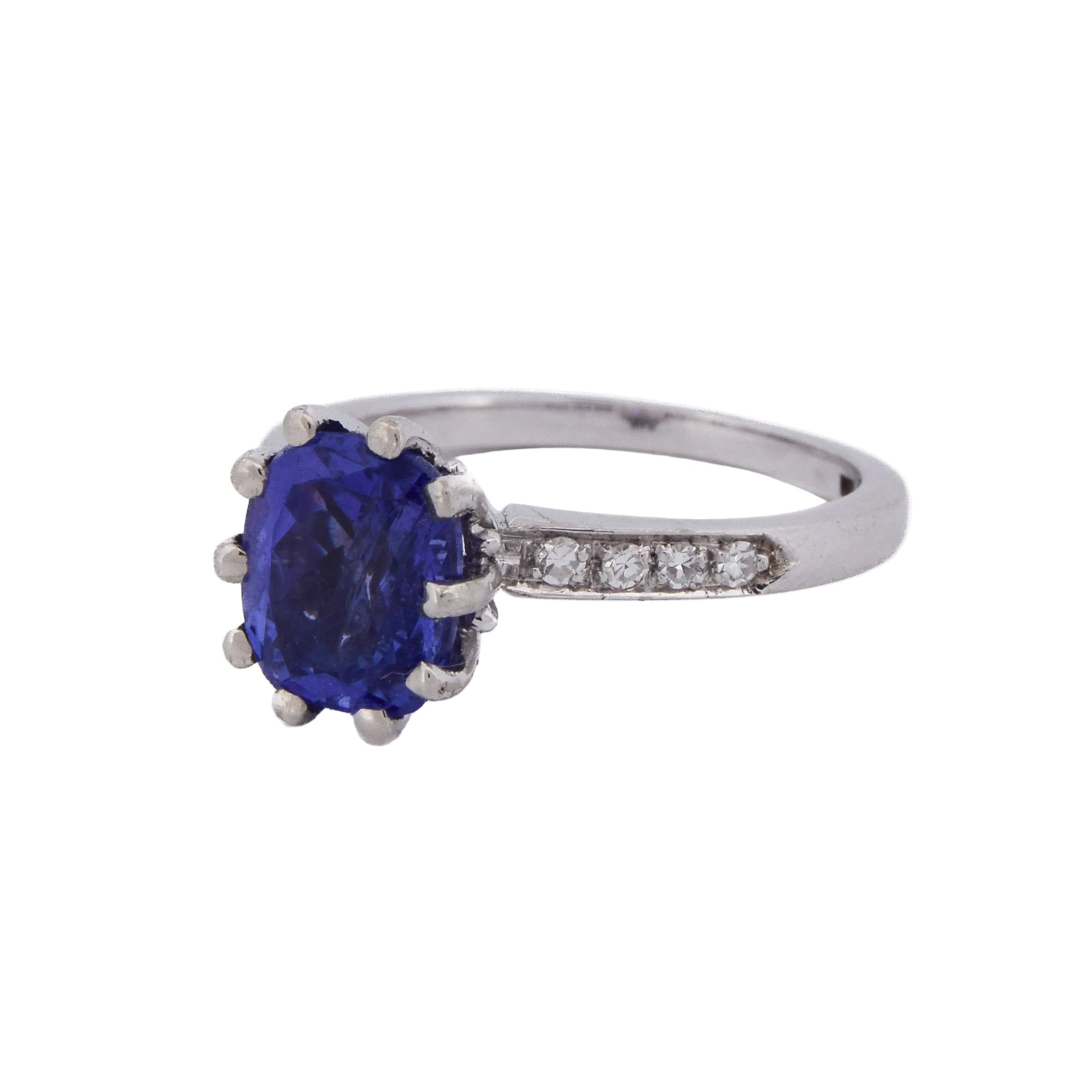 Solitaire Ring in White gold, Tanzanite and Diamonds