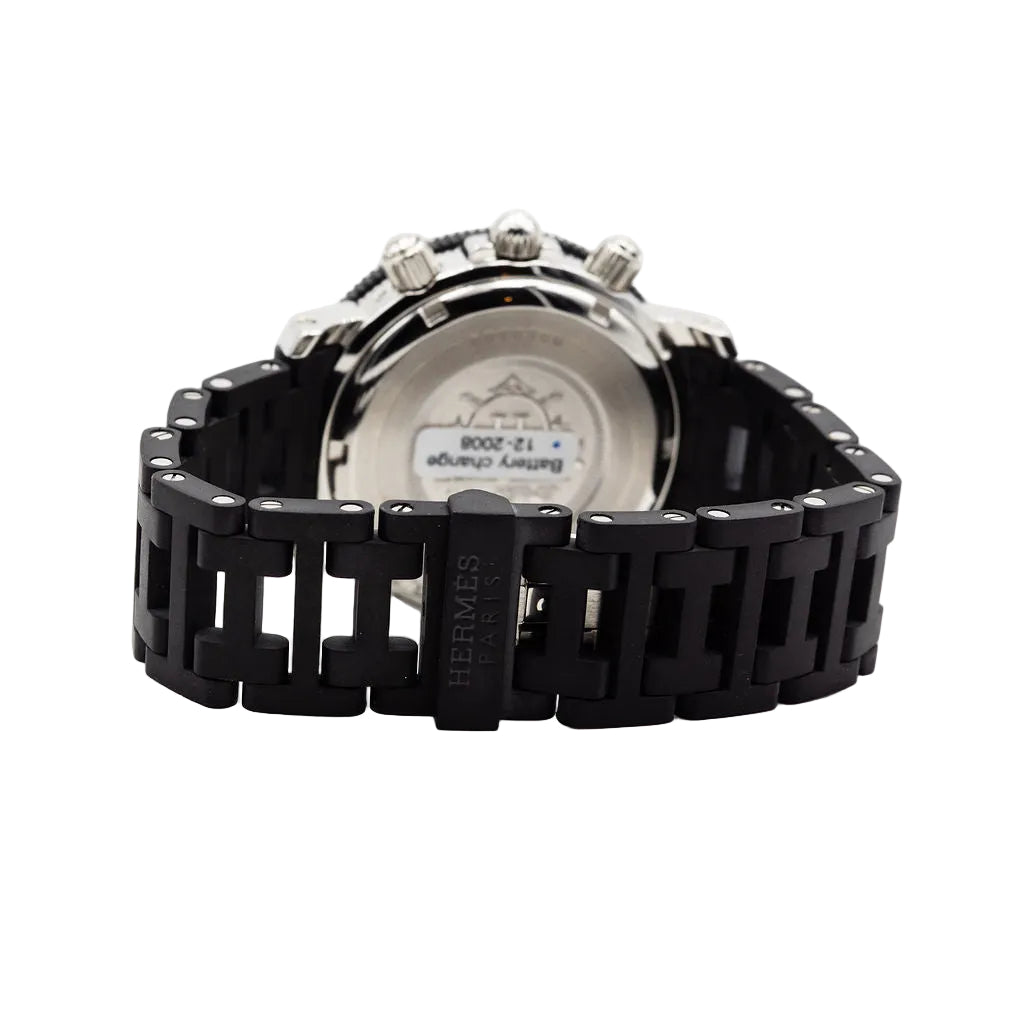 Montre HERMÈS "Clipper Chrono" en acier et caoutchouc