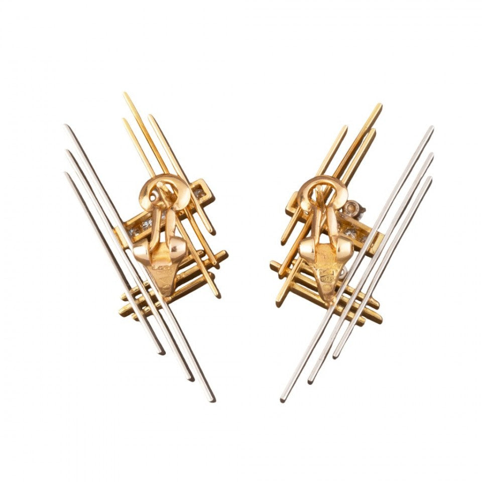 Clips WOLFERS earrings in yellow gold, platinum and diamonds