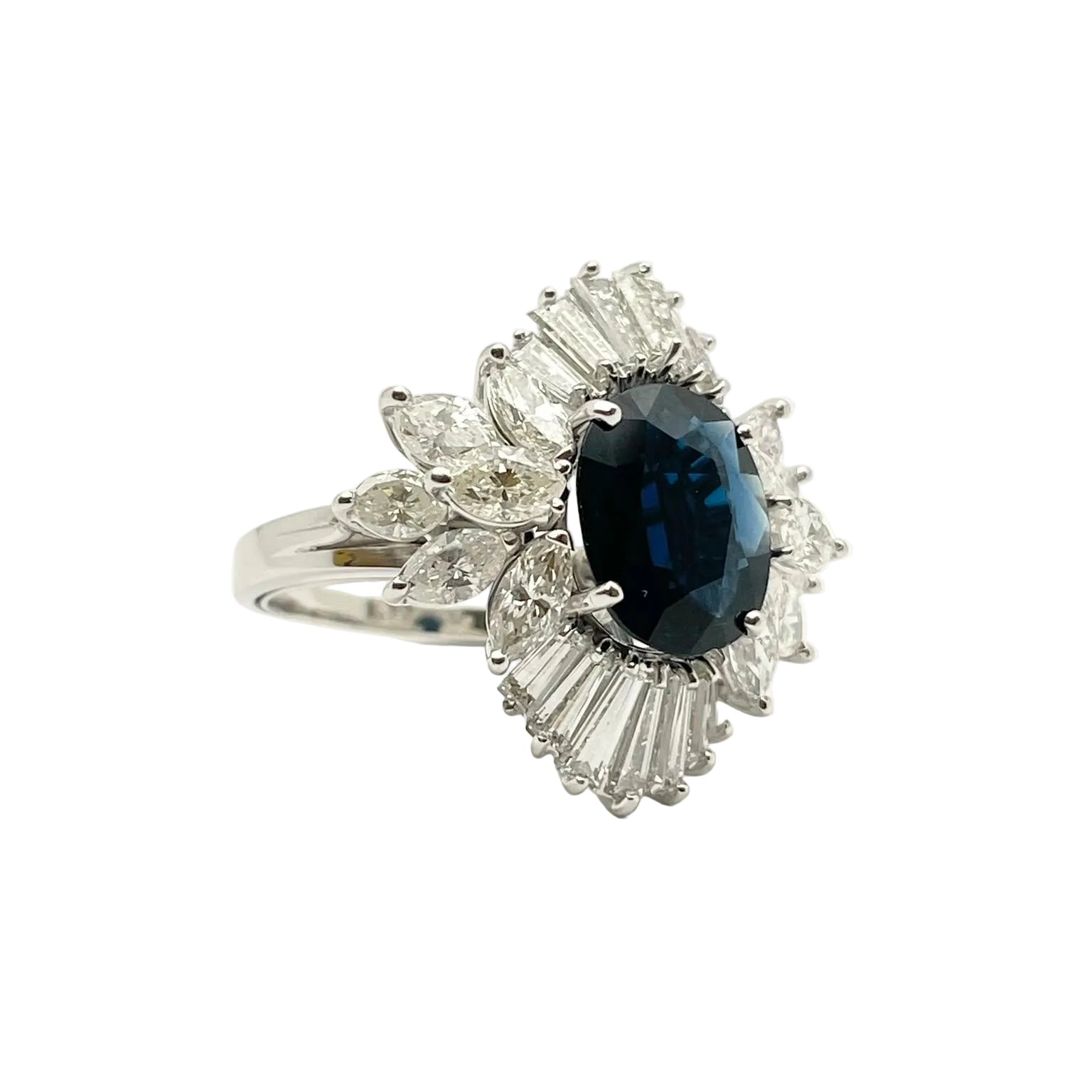 White Gold, Sapphire, and Diamond Ring