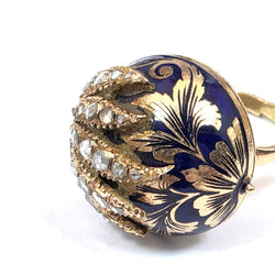 "Dôme" Ring in Yellow Gold, Emerald, and Diamonds