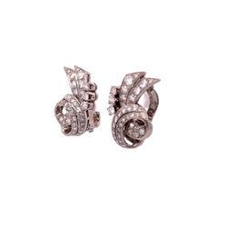 Boucles d'oreilles Clips en platine et diamants