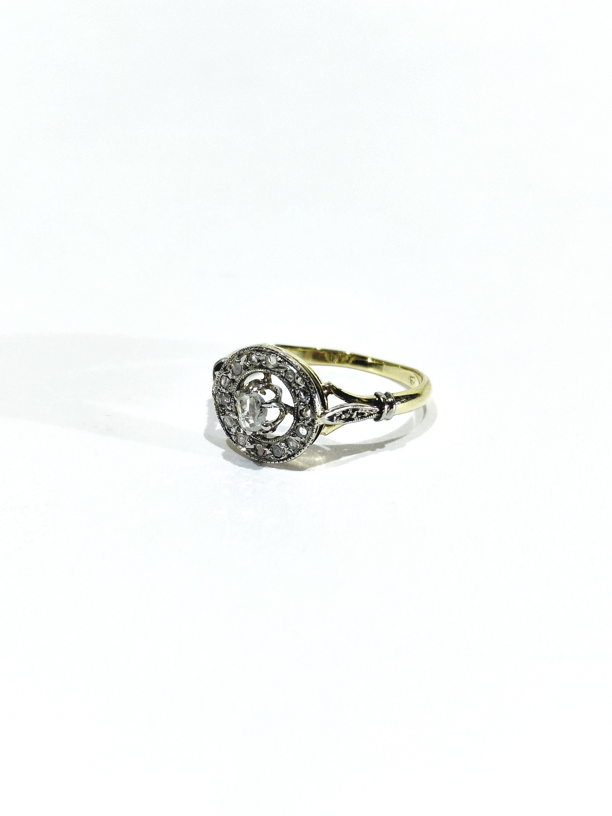 Yellow Gold and Diamond Target Ring