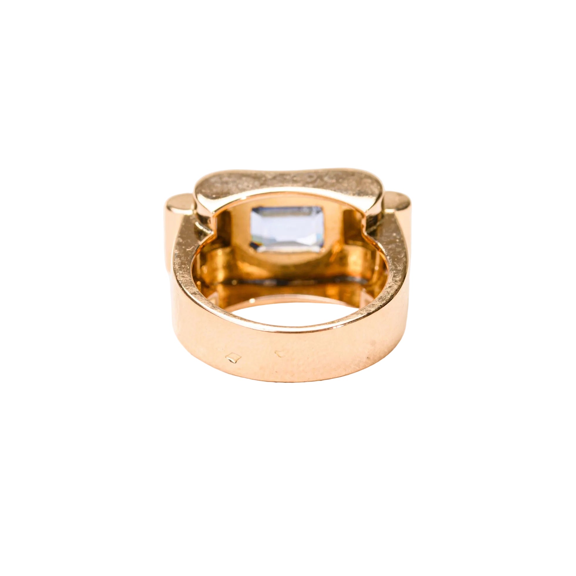 Tank Ring in Rose Gold and Blue Spinel