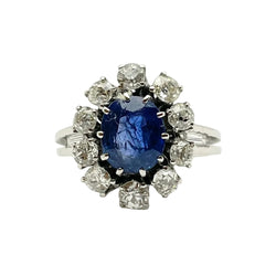 Marguerite Ring in White Gold, Sapphire, and Diamonds