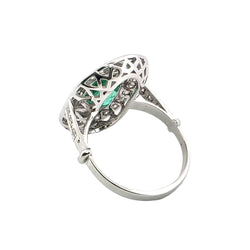"Entourage" Ring in White Gold, Emerald, and Diamonds