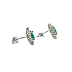 White Gold Earrings with Emeralds and Diamonds