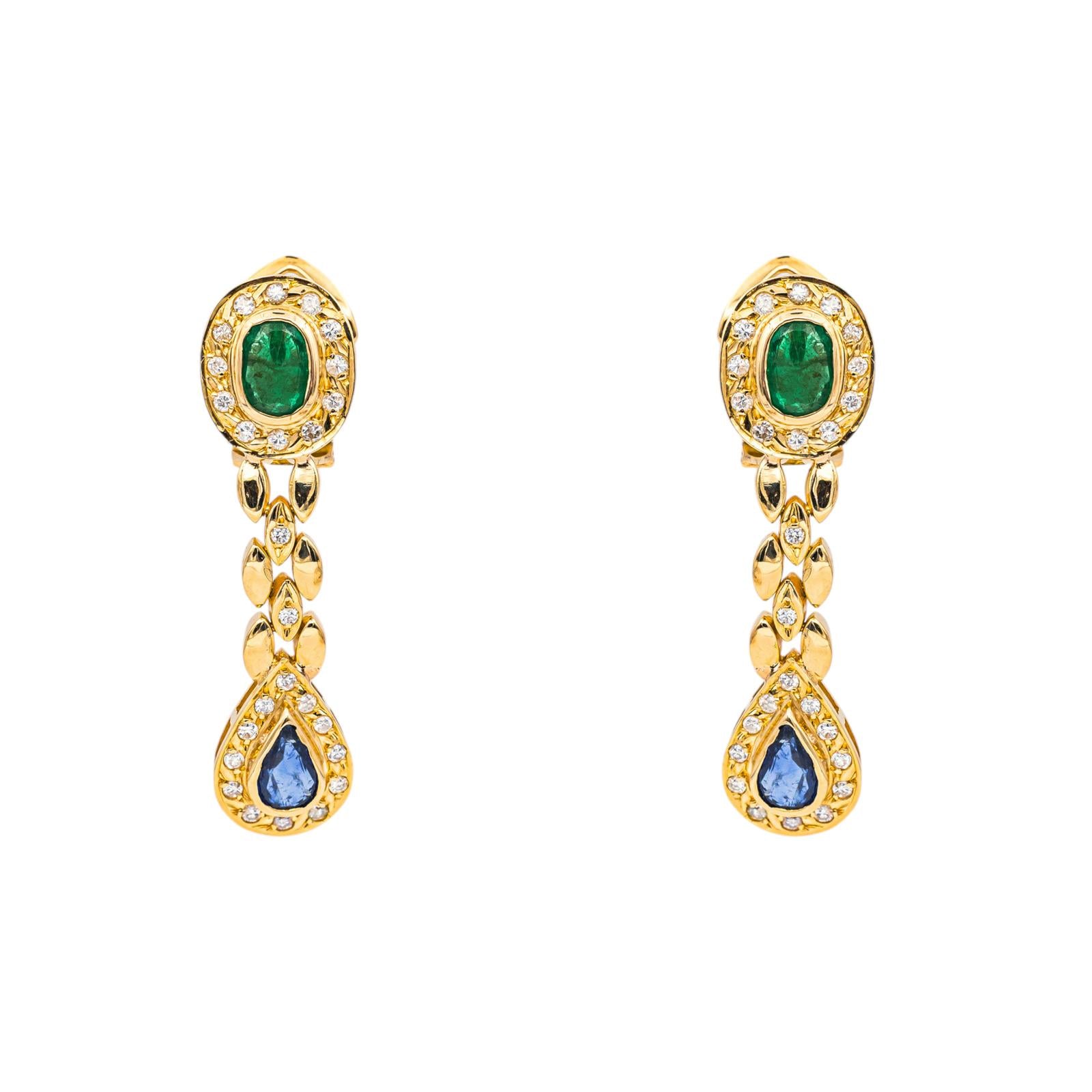 Boucles d'oreilles Or jaune Emeraude