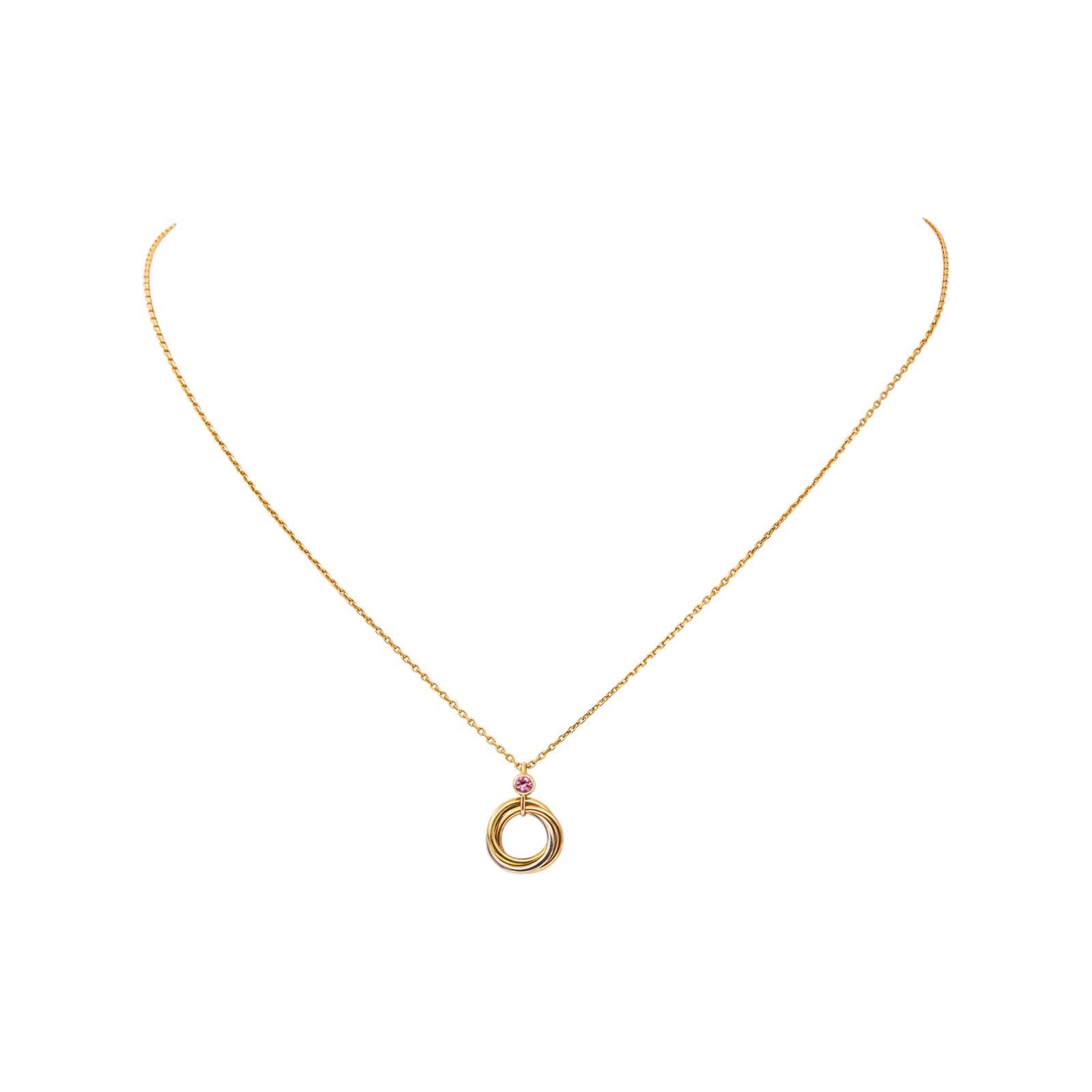 Cartier Trinity Necklace in Yellow gold with Pink sapphire