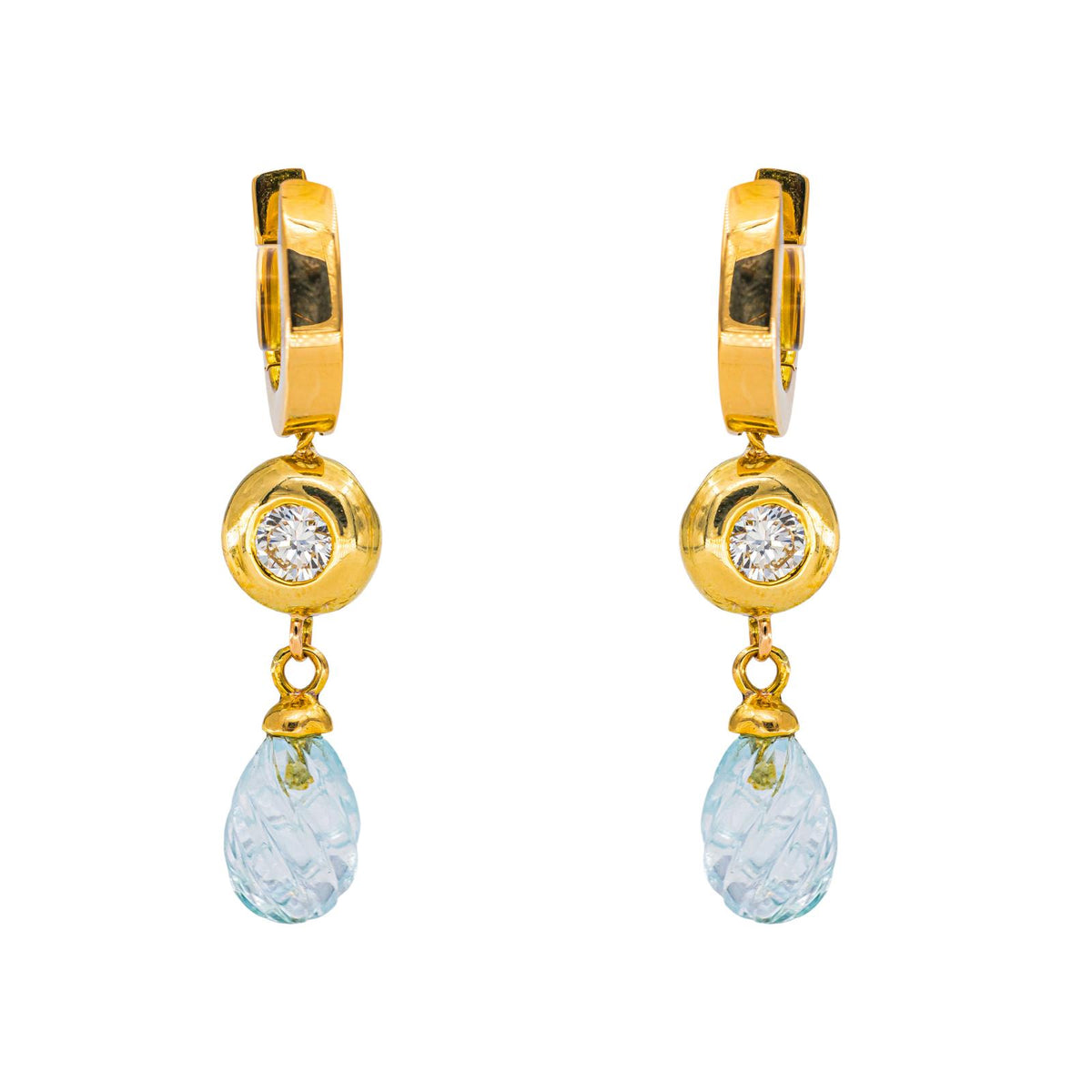 Yellow gold Aquamarine Earrings