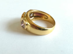 Bague Jonc en or jaune, émeraude et diamants