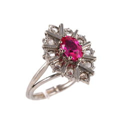 White Gold Ring with Rubies and Diamonds