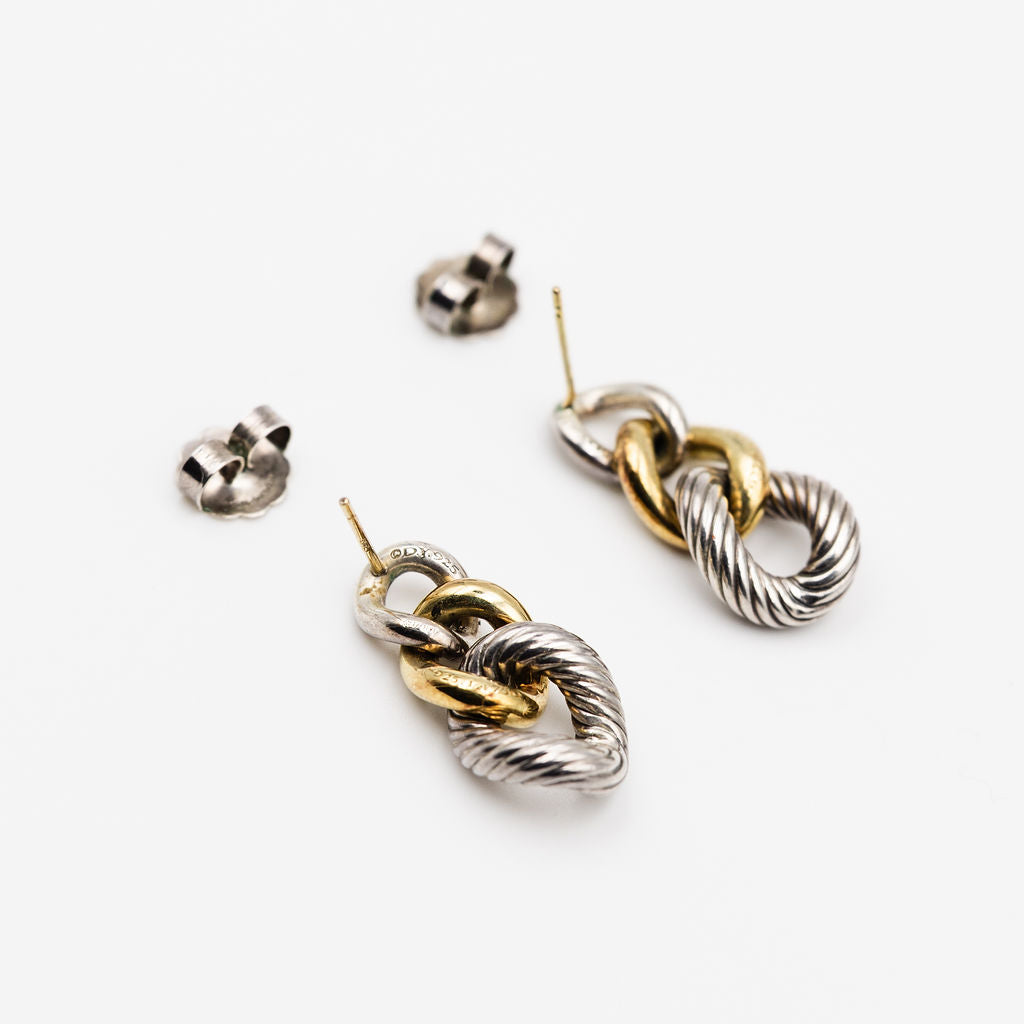DAVID YURMAN dangling earrings in yellow gold and silver