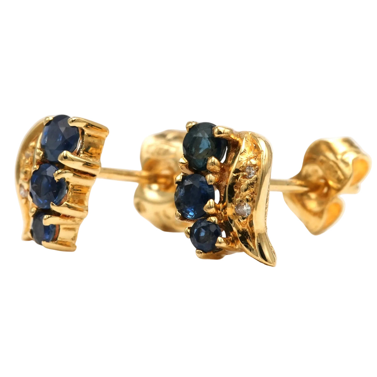 Yellow Gold Earrings with Sapphires and Diamonds