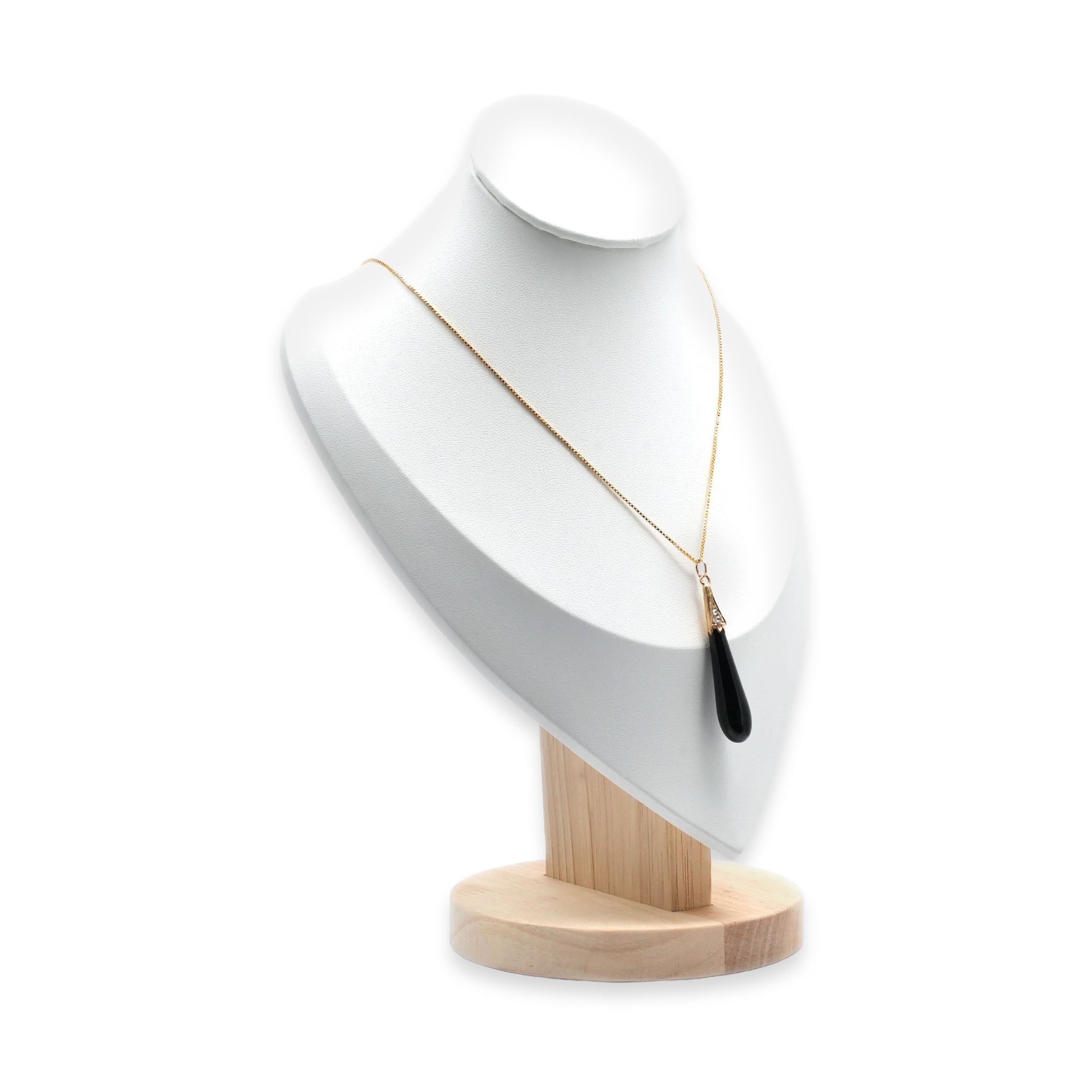 Yellow Gold Necklace with Onyx and Diamond Pendant