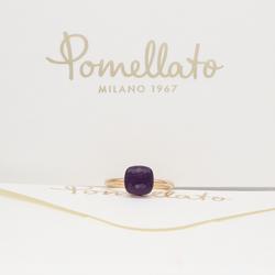 POMELLATO "Nudo Classic" Solitaire Ring in white gold, rose gold, and Amethyst