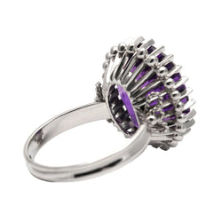 White Gold and Amethyst Cocktail Ring