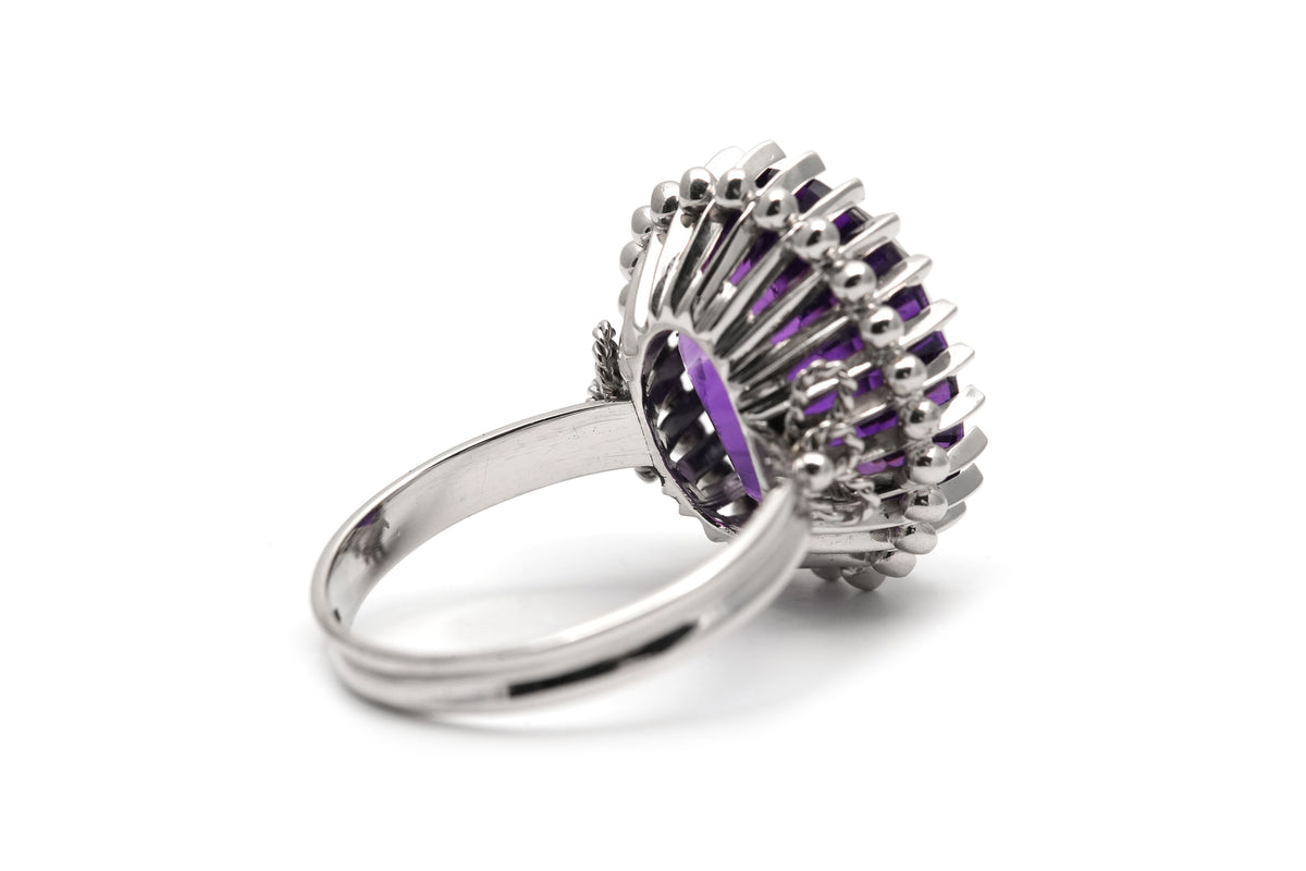 White Gold and Amethyst Cocktail Ring